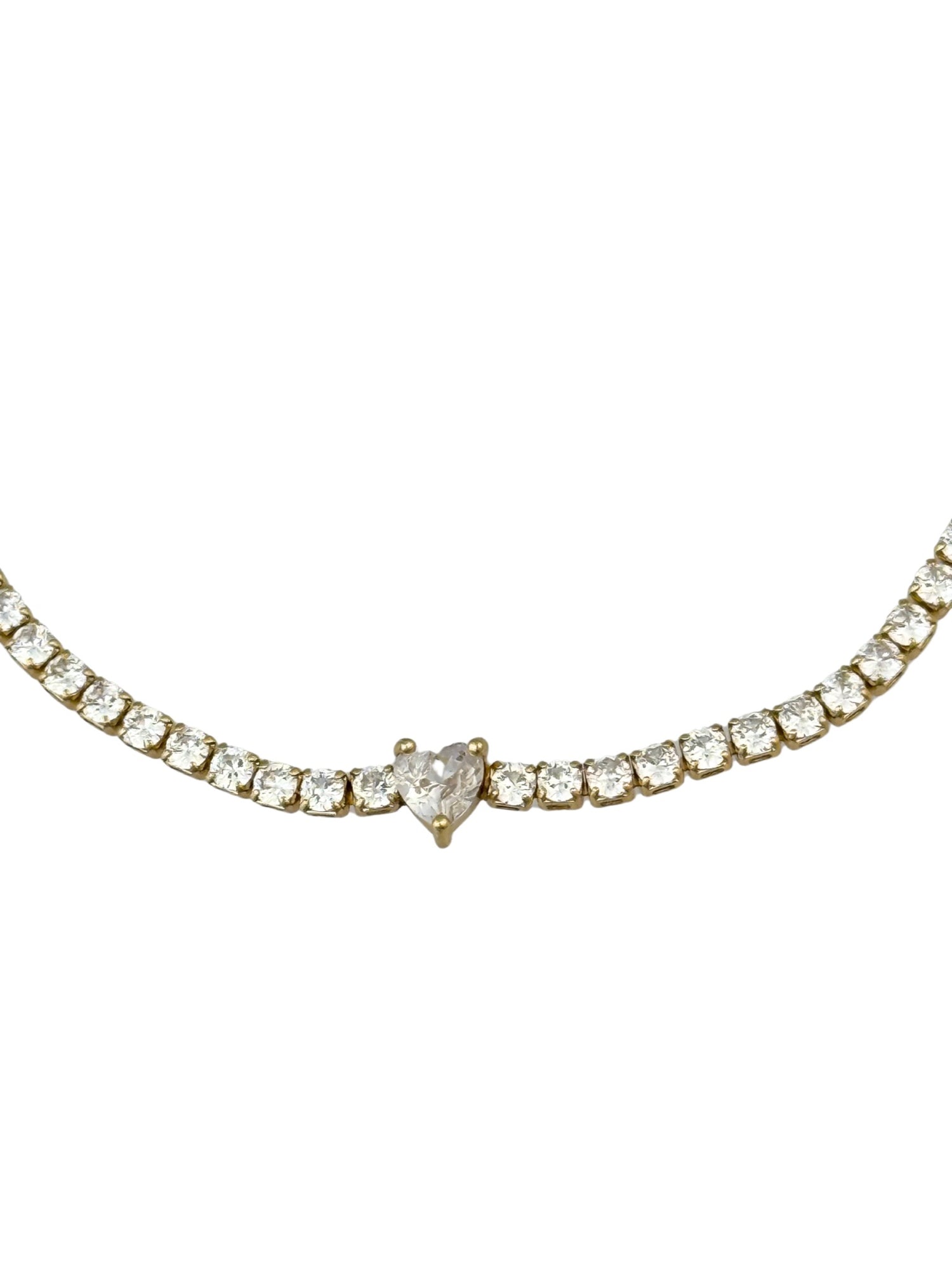 Heart CZ Tennis Necklace