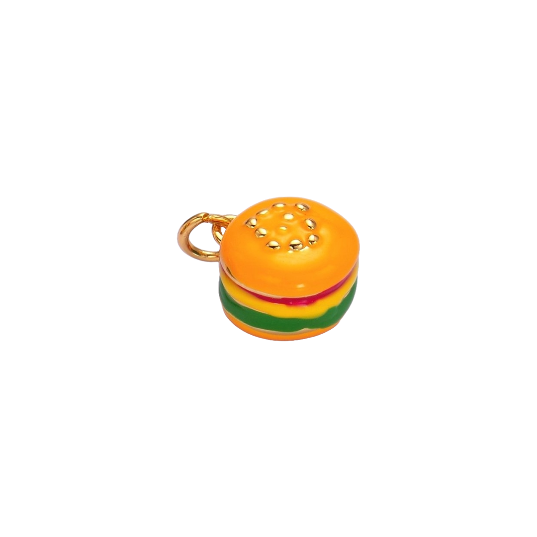 Gold Filled Enamel Burger Charm | Medium