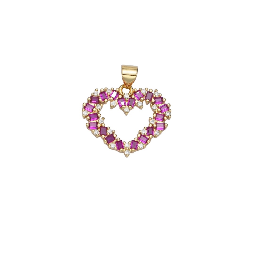 Fuchsia CZ Open Heart Charm | Large