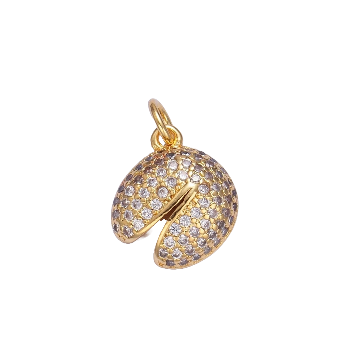 Gold Filled Micro Paved CZ Fortune Cookie Charm | Medium