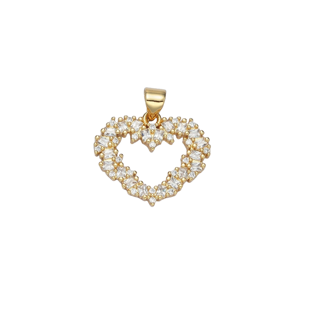 Clear CZ Open Heart Charm | Large