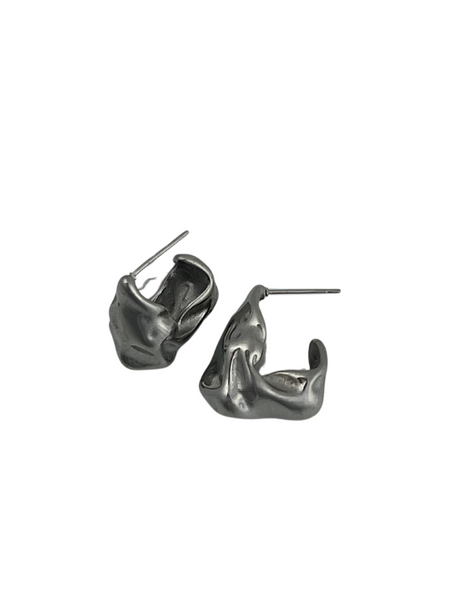 Hammered Post Hoop Earrings