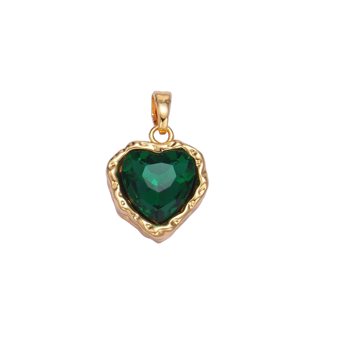 Heart Green CZ Charm | Large