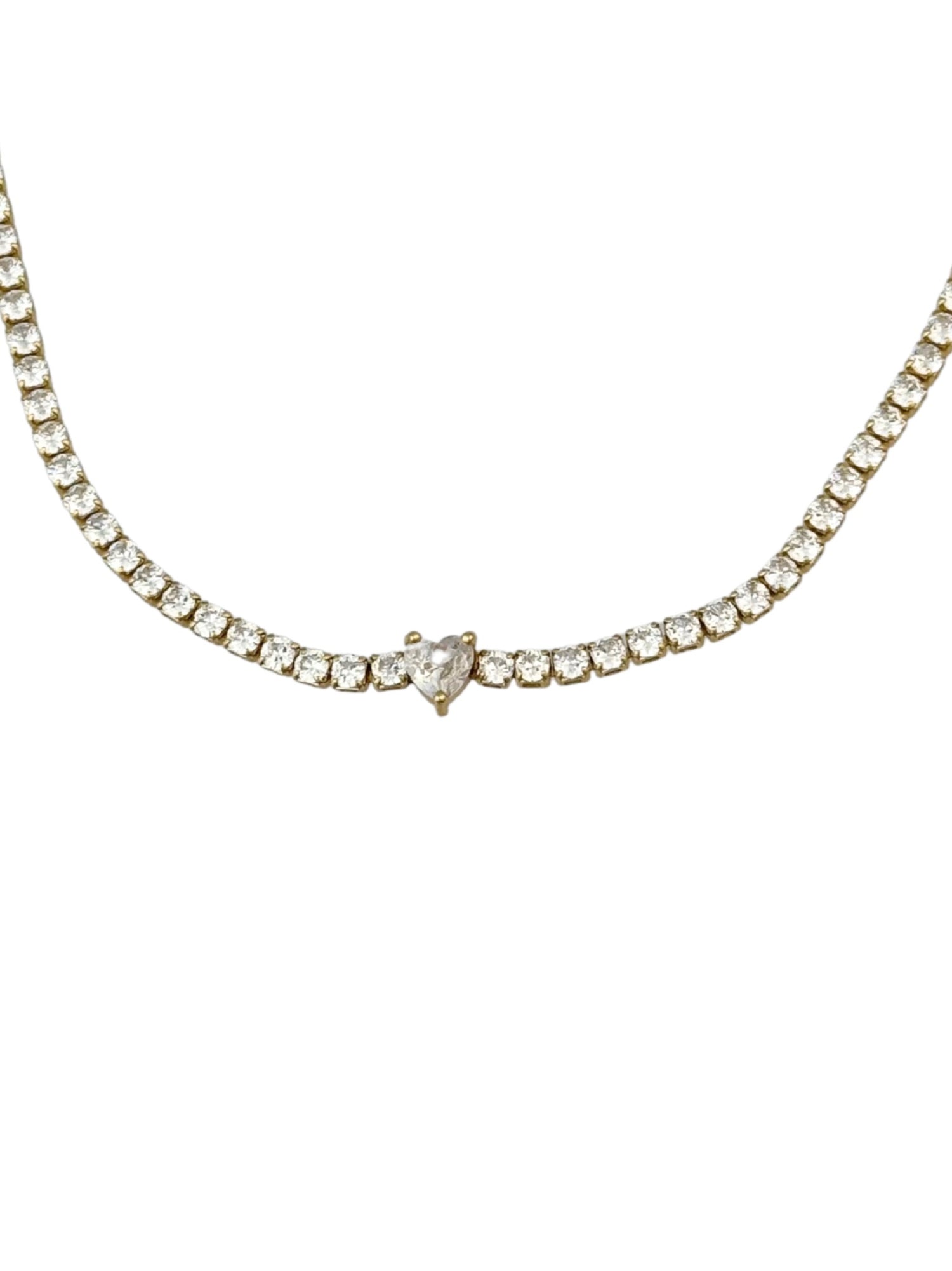 Heart CZ Tennis Necklace