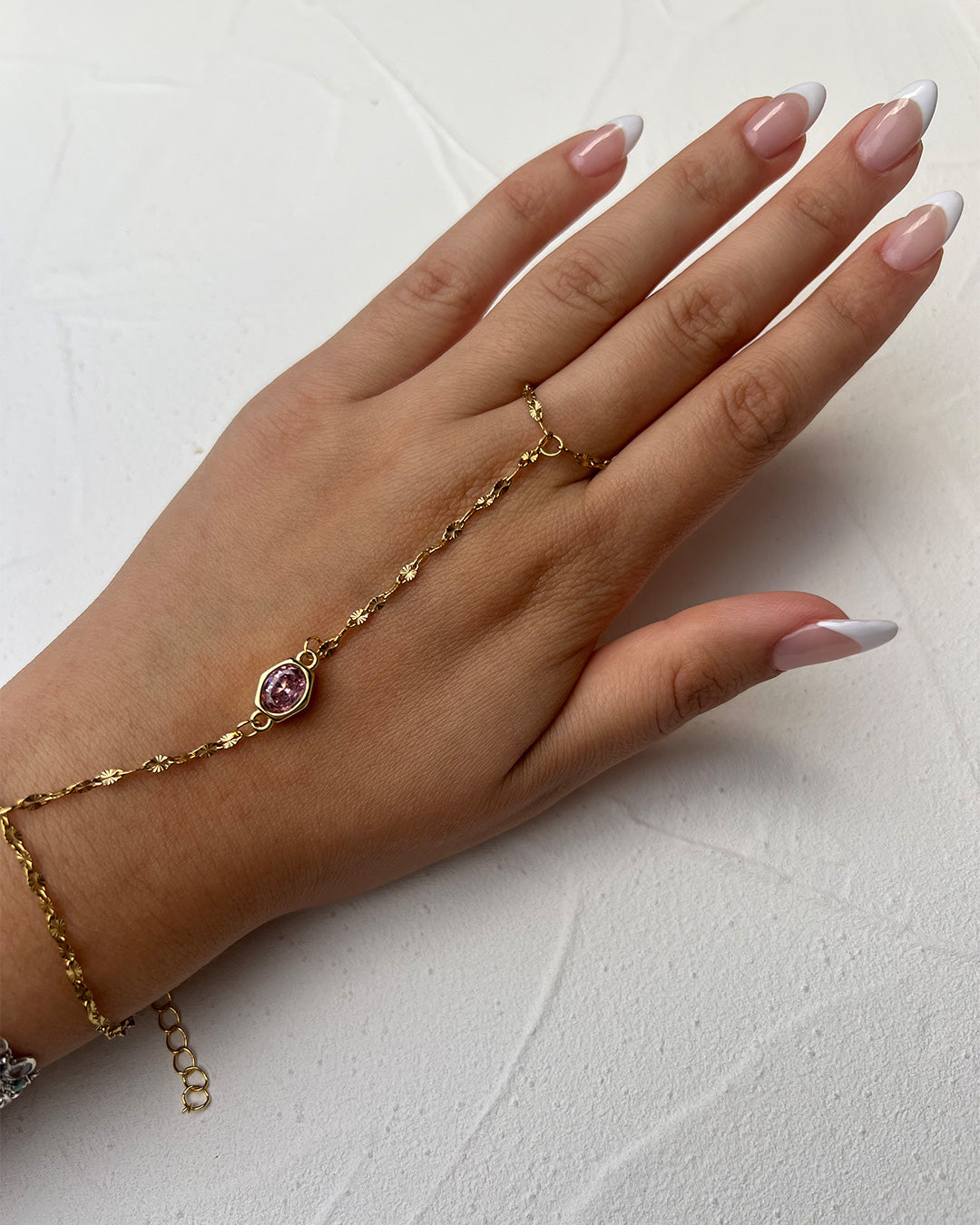 Birthstone Hand Chain Bracelet