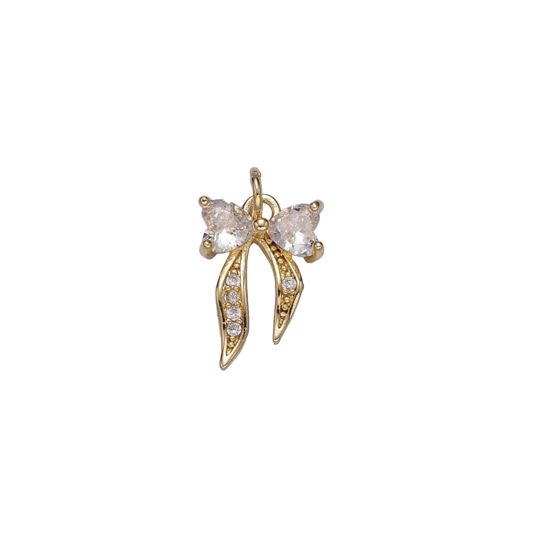 Gold Filled Heart Bow Charm  | Small