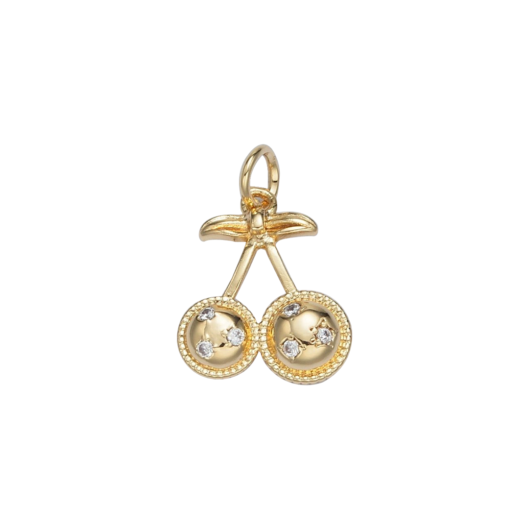 Gold Filled CZ Cherry Charm | Medium
