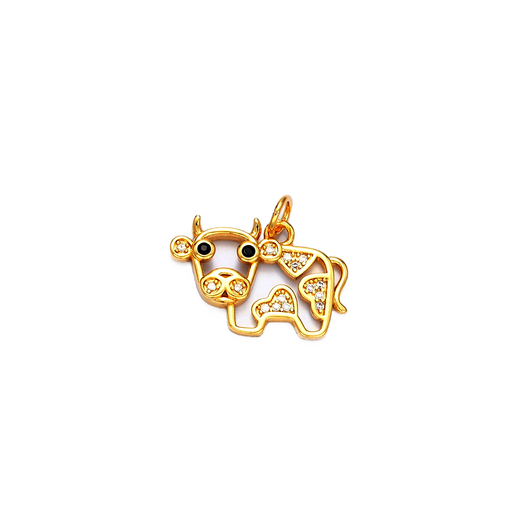 Gold Filled CZ Cow Charm | Medium