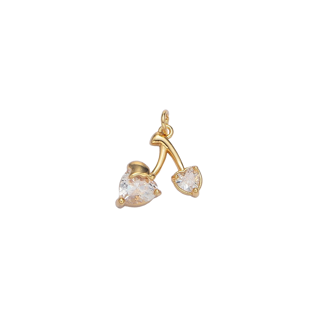 Gold Filled Clear CZ Cherry Charm | Small