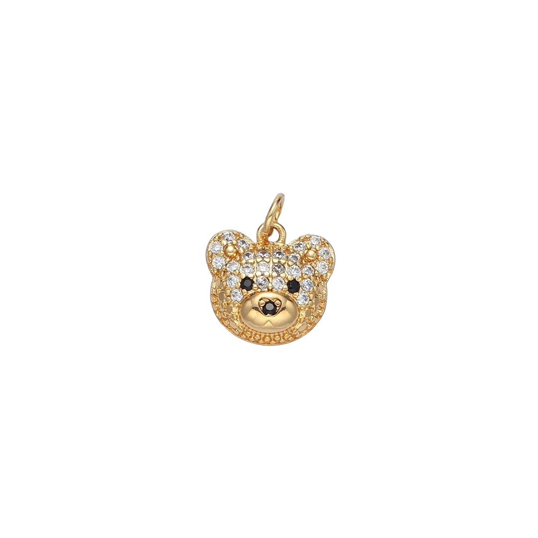 Gold Filled Teddy Bear Face Charm | Medium