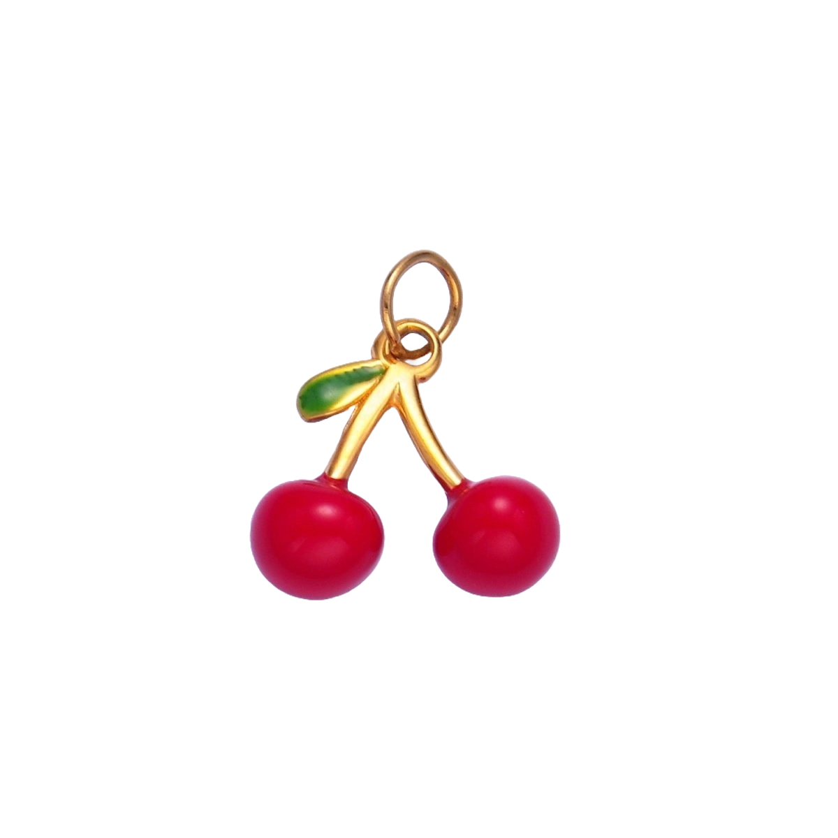 Stainless Steel Enamel Cherry Charm | Small