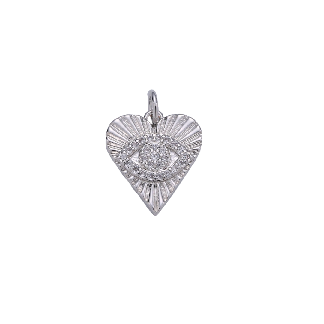 Silver Dainty Gold Eye Charm | Large